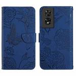 For TCL 50 SE/40 NxtPaper 4G HT03 Skin Feel Butterfly Embossed Flip Leather Phone Case(Blue)