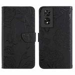 For TCL 50 SE/40 NxtPaper 4G HT03 Skin Feel Butterfly Embossed Flip Leather Phone Case(Black)