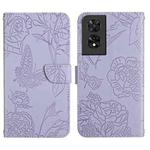 For TCL 50 SE/40 NxtPaper 4G HT03 Skin Feel Butterfly Embossed Flip Leather Phone Case(Purple)