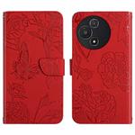 For TCL 60 5G HT03 Skin Feel Butterfly Embossed Flip Leather Phone Case(Red)