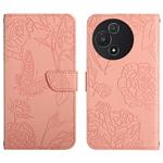 For TCL 60 5G HT03 Skin Feel Butterfly Embossed Flip Leather Phone Case(Pink)