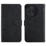 For TCL 60 5G HT03 Skin Feel Butterfly Embossed Flip Leather Phone Case(Black)