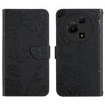 For TCL 60 NxtPaper 4G HT03 Skin Feel Butterfly Embossed Flip Leather Phone Case(Black)