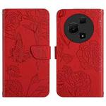 For TCL 60 SE / 605 HT03 Skin Feel Butterfly Embossed Flip Leather Phone Case(Red)