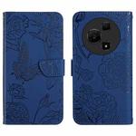 For TCL 60 SE / 605 HT03 Skin Feel Butterfly Embossed Flip Leather Phone Case(Blue)