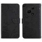 For TCL 60 SE / 605 HT03 Skin Feel Butterfly Embossed Flip Leather Phone Case(Black)