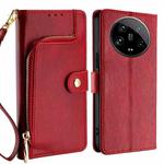 For Xiaomi 14 Ultra 5G Zipper Bag Leather Phone Case(Red)