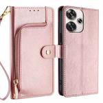 For Xiaomi Redmi Turbo 3 5G Zipper Bag Leather Phone Case(Rose Gold)