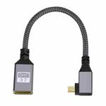 Micro HDMI Male Elbow to HDMI Female 4K UHD 18Gbps Connection Cable, Length:20cm(Grey)