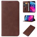 For TCL 505 Magnetic Closure Leather Phone Case(Brown)