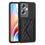 For OPPO A79 5G Global Rhombic Texture Card Bag RFID Phone Case(Black)