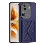 For OPPO Reno11 Pro Global Rhombic Texture Card Bag RFID Phone Case(Dark Purple)