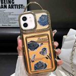 For iPhone 12 Electroplated Card Slot Laser Rose Cardboard TPU Phone Case(Gold)