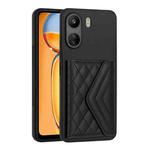 For Xiaomi Redmi 13C 4G / Poco C65 Rhombic Texture Card Bag RFID Phone Case(Black)