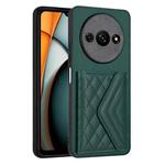 For Xiaomi Redmi A3 4G Rhombic Texture Card Bag RFID Phone Case(Green)