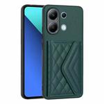 For Xiaomi Redmi Note 13 4G Global Rhombic Texture Card Bag RFID Phone Case(Green)