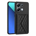 For Xiaomi Redmi Note 13 4G Global Rhombic Texture Card Bag RFID Phone Case(Black)