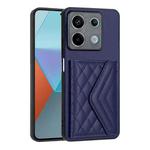 For Xiaomi Redmi Note 13 5G Global Rhombic Texture Card Bag RFID Phone Case(Dark Purple)