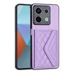 For Xiaomi Redmi Note 13 5G Global Rhombic Texture Card Bag RFID Phone Case(Light Purple)