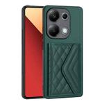 For Xiaomi Redmi Note 13 Pro 4G Global Rhombic Texture Card Bag RFID Phone Case(Green)