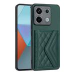 For Xiaomi Redmi Note 13 Pro 5G Global Rhombic Texture Card Bag RFID Phone Case(Green)