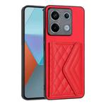 For Xiaomi Redmi Note 13 Pro 5G Global Rhombic Texture Card Bag RFID Phone Case(Red)