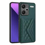 For Xiaomi Redmi Note 13 Pro+ Rhombic Texture Card Bag RFID Phone Case(Green)