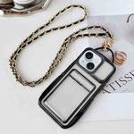 For iPhone 15 Plus Electroplated Clear Card Slot TPU Phone Case with Crossbody Chain(Black)