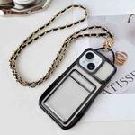 For iPhone 15 Electroplated Clear Card Slot TPU Phone Case with Crossbody Chain(Black)