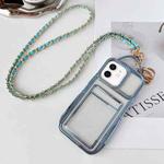 For iPhone 12 Electroplated Clear Card Slot TPU Phone Case with Crossbody Chain(Blue)