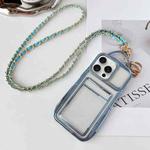 For iPhone 12 Pro Max Electroplated Clear Card Slot TPU Phone Case with Crossbody Chain(Blue)