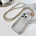 For iPhone 12 Pro Electroplated Clear Card Slot TPU Phone Case with Crossbody Chain(Silver)