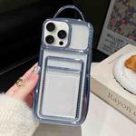 For iPhone 15 Pro Max Electroplated Clear Card Slot TPU Phone Case(Blue)