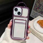 For iPhone 15 Plus Electroplated Clear Card Slot TPU Phone Case(Purple)