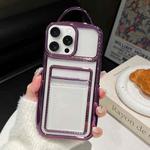 For iPhone 14 Pro Electroplated Clear Card Slot TPU Phone Case(Purple)