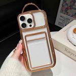 For iPhone 14 Pro Max Electroplated Clear Card Slot TPU Phone Case(Gold)