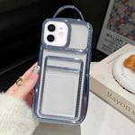 For iPhone 12 Electroplated Clear Card Slot TPU Phone Case(Blue)