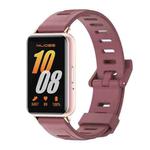 For Samsung Galaxy Fit 3 Mijobs Flat Hole Silicone Watch Band(Wine Red+Rose Gold)