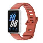 For Samsung Galaxy Fit 3 Mijobs Flat Hole Silicone Watch Band(Orange+Silver)