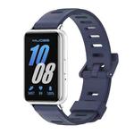For Samsung Galaxy Fit 3 Mijobs Flat Hole Silicone Watch Band(Midnight Blue+Silver)