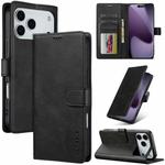 LC.IMEEKE Calf Texture Horizontal Flip Leather Case For iPhone 17 Pro(Black)