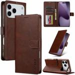 LC.IMEEKE Calf Texture Horizontal Flip Leather Case For iPhone 17 Pro Max(Brown)