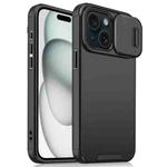 For iPhone 15 Sliding Camshield TPU + PC Phone Case(Black)
