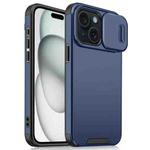 For iPhone 15 Sliding Camshield TPU + PC Phone Case(Blue)