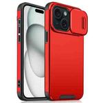 For iPhone 15 Sliding Camshield TPU + PC Phone Case(Red)