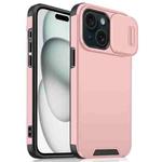 For iPhone 15 Sliding Camshield TPU + PC Phone Case(Pink)