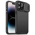For iPhone 14 Pro Max Sliding Camshield TPU + PC Phone Case(Black)