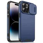 For iPhone 14 Pro Sliding Camshield TPU + PC Phone Case(Blue)