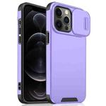 For iPhone 12 Pro Max Sliding Camshield TPU + PC Phone Case(Purple)