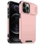 For iPhone 12 Pro Max Sliding Camshield TPU + PC Phone Case(Pink)